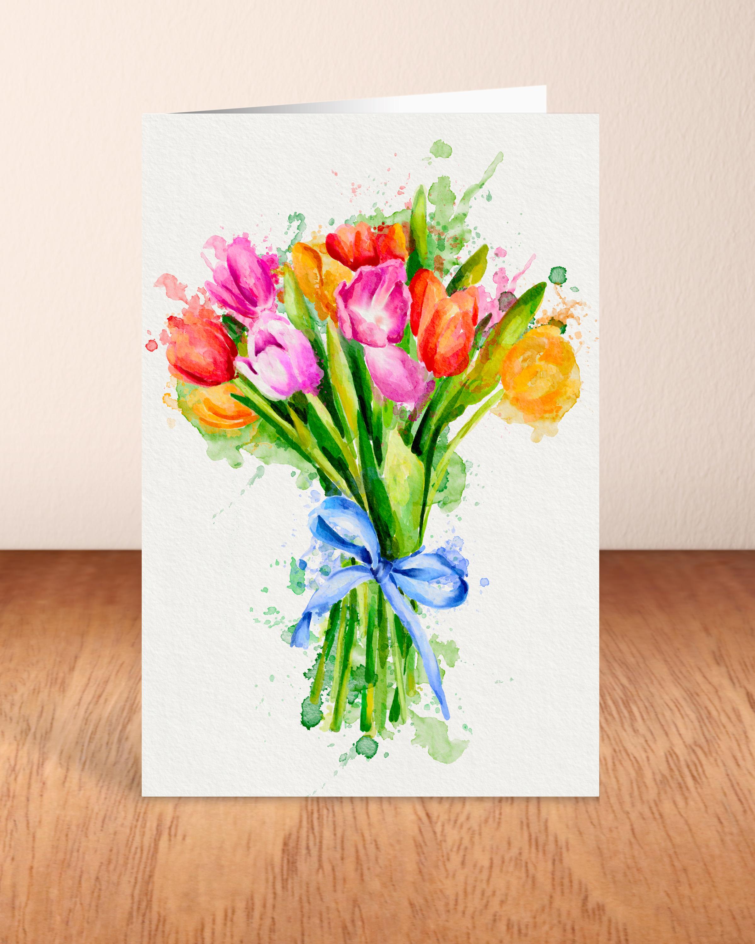 Watercolour Tulips Card
