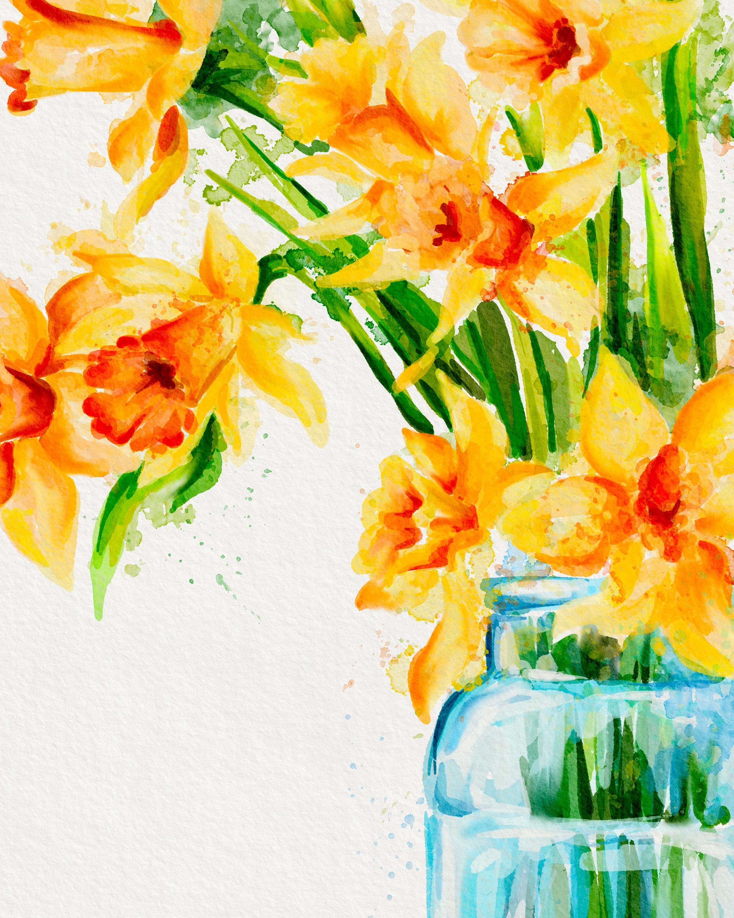 Watercolour Daffodils Card