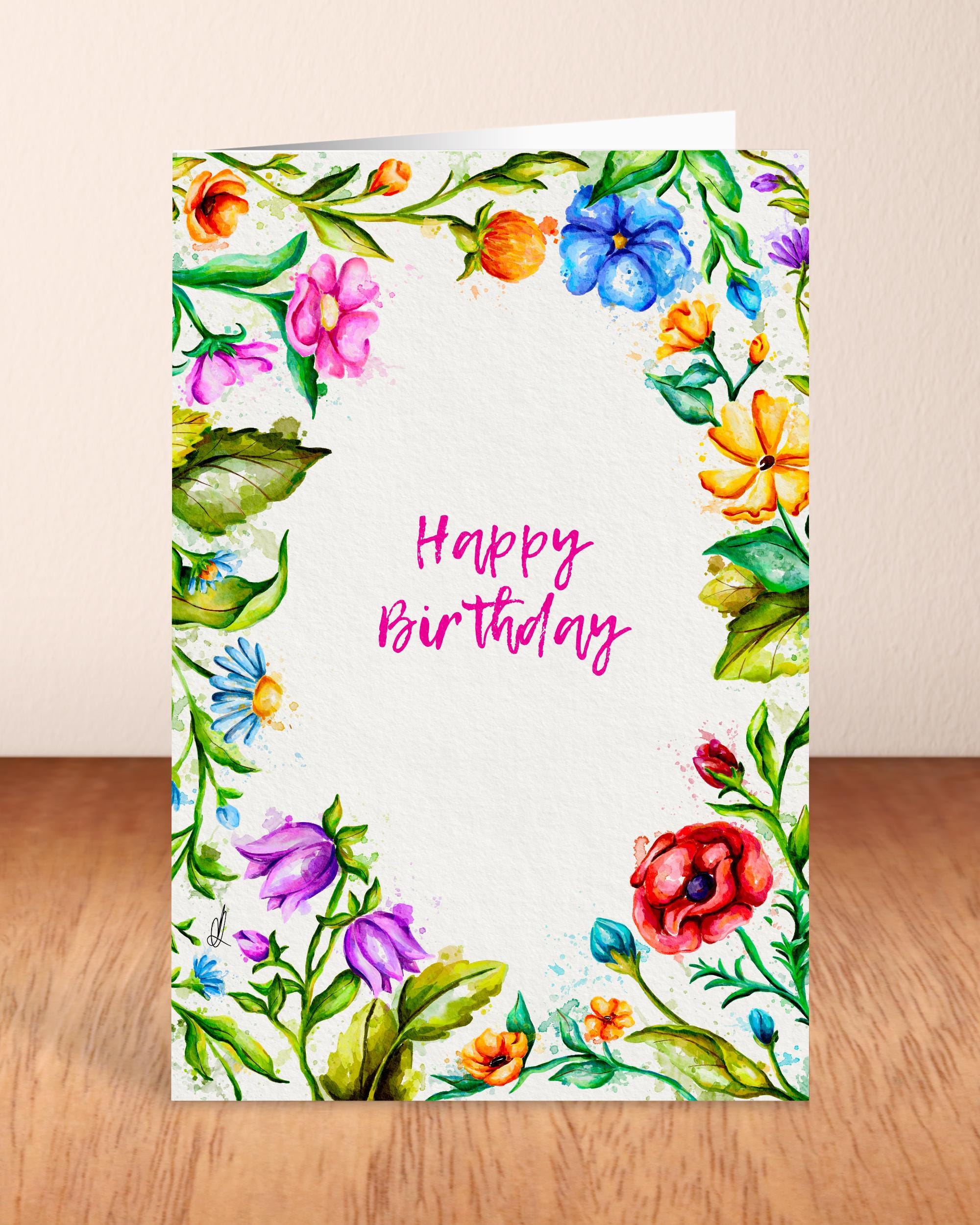 Floral Watercolour Birthday Card