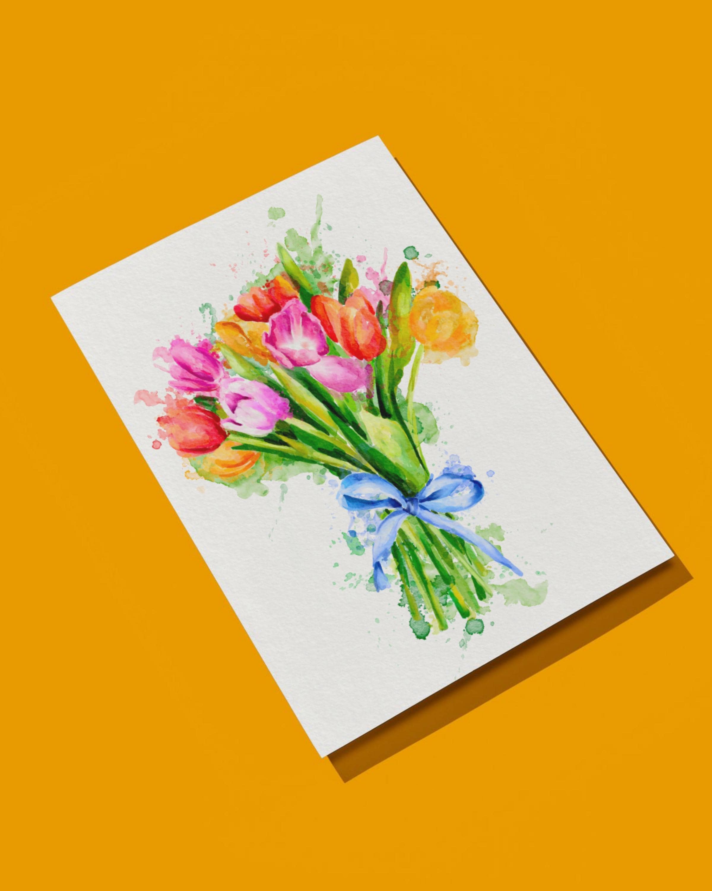 Watercolour Tulips Card