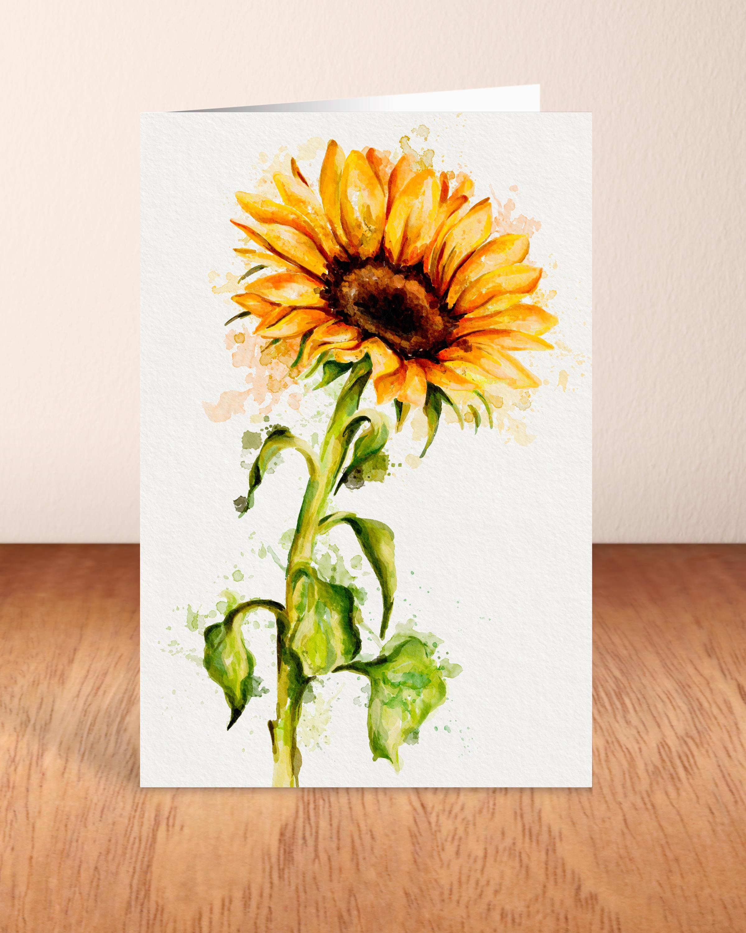 Watercolour Sunflower Card