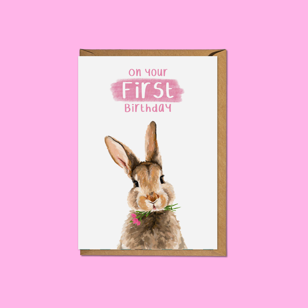 First Birthday Bunny - A6 Card