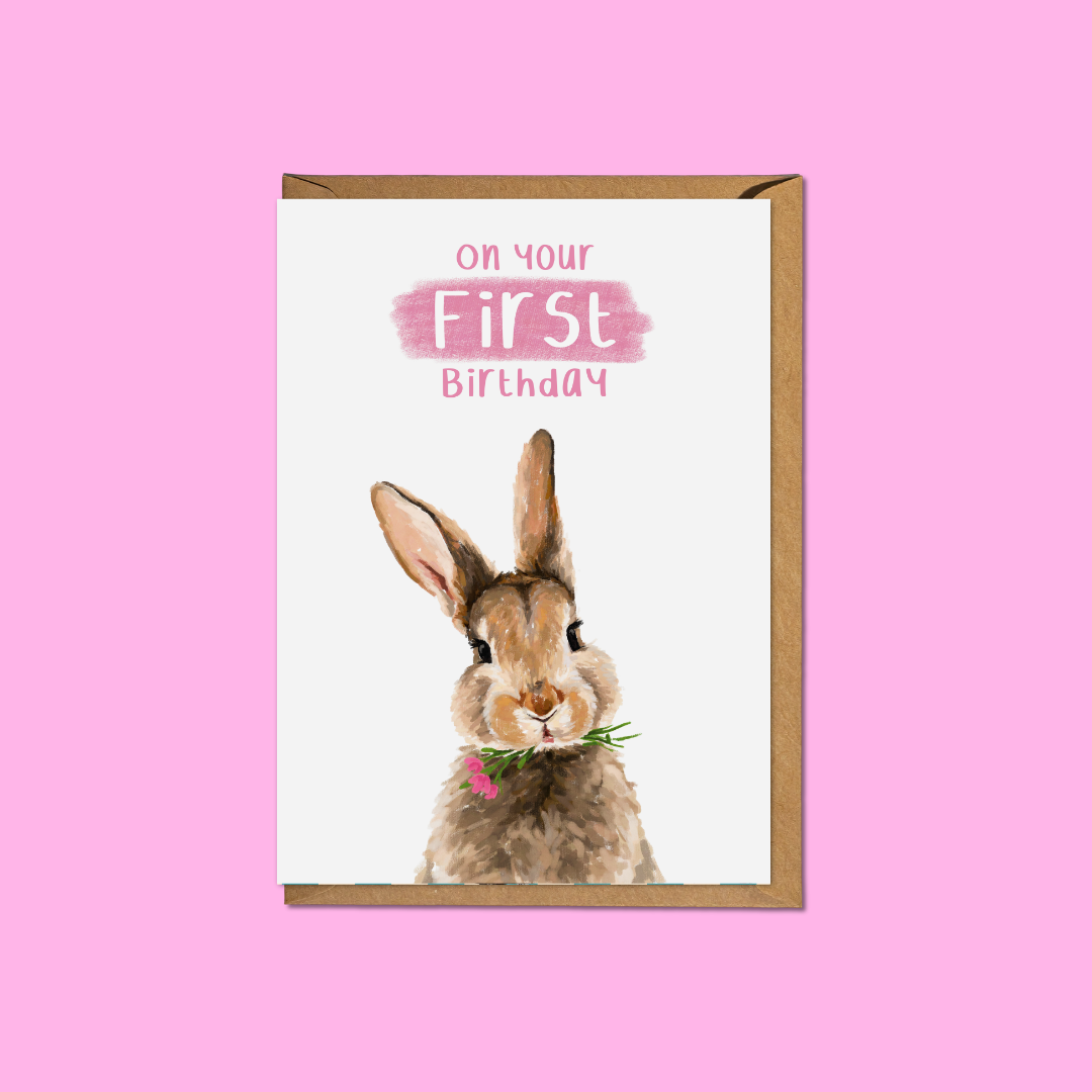 First Birthday Bunny - A6 Card