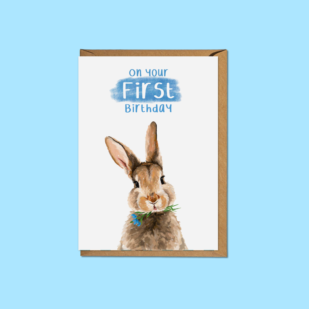 First Birthday Bunny - A6 Card