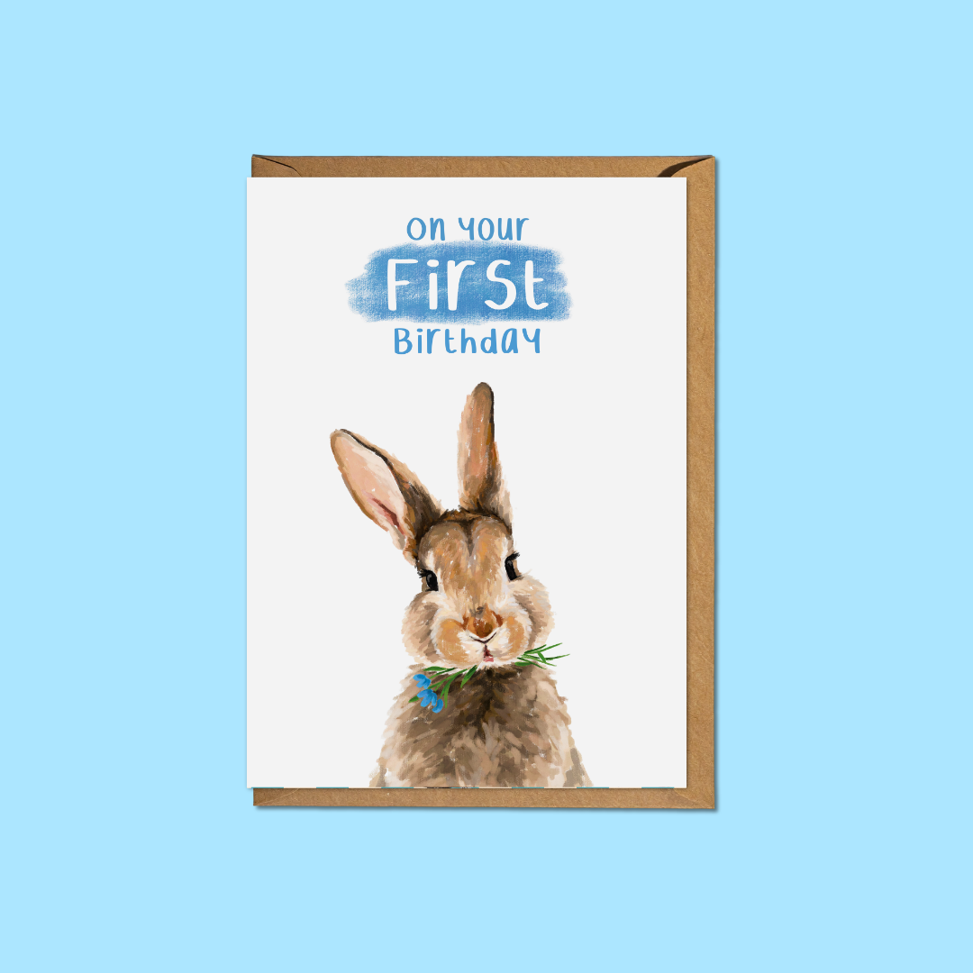 First Birthday Bunny - A6 Card