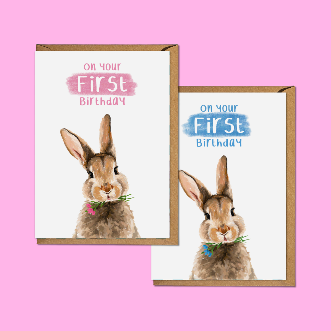First Birthday Bunny - A6 Card