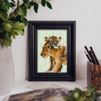 Baby Lion & Tiger Cub - Art Print