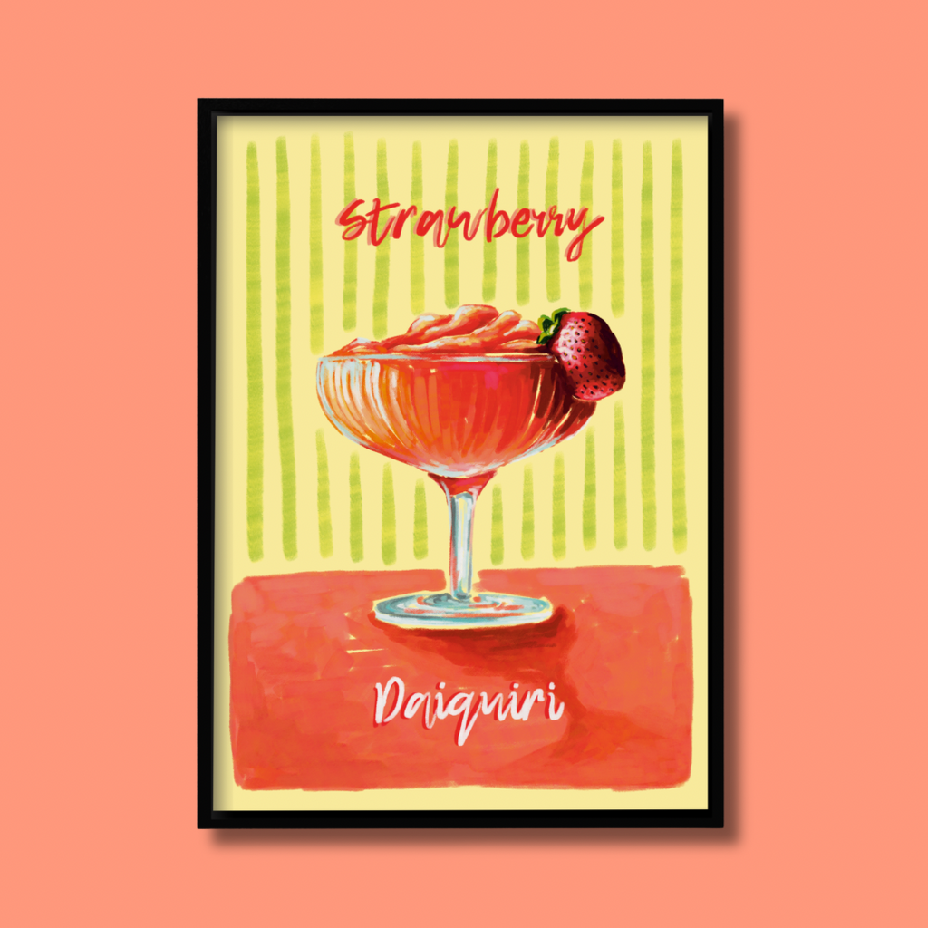 Strawberry Daiquiri Cocktail - Art Print
