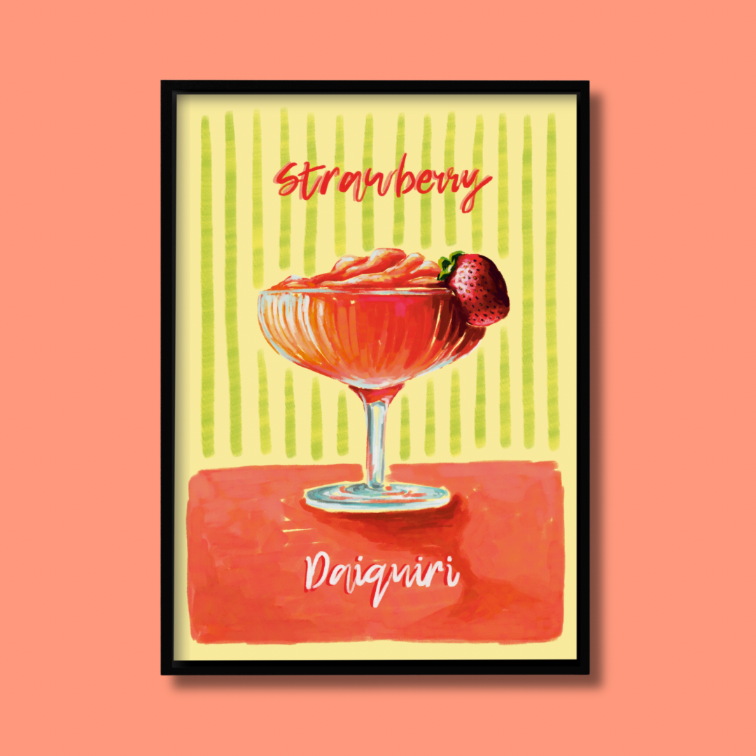 Strawberry Daiquiri Cocktail - Art Print