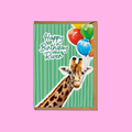 Personalised Giraffe Birthday - A6 Card