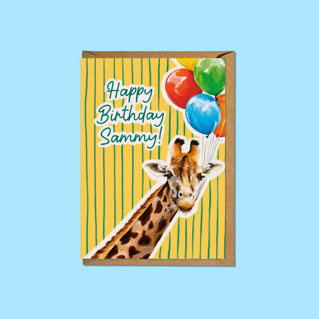Personalised Giraffe Birthday - A6 Card