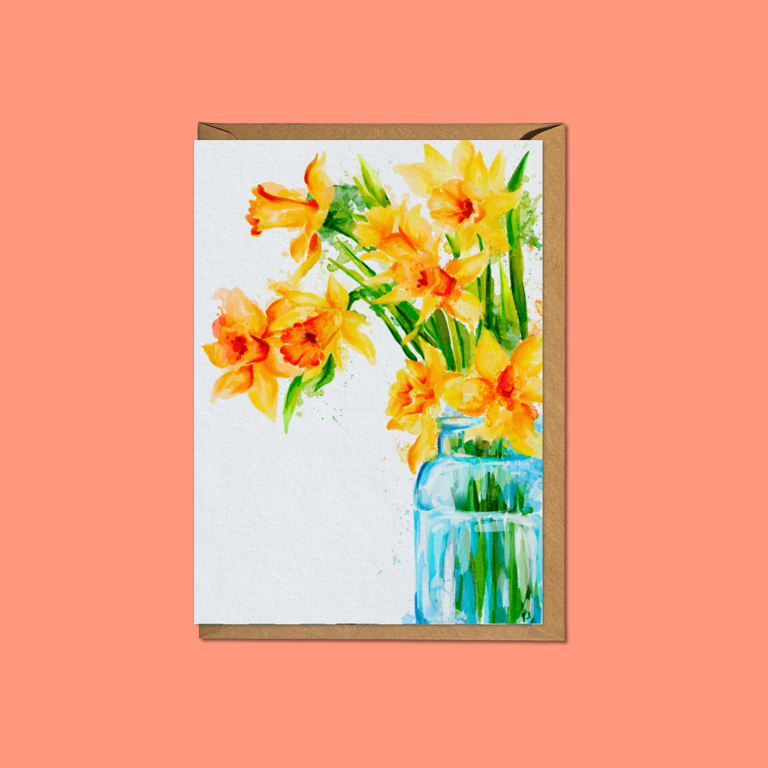 Watercolour Daffodils - A6 Card