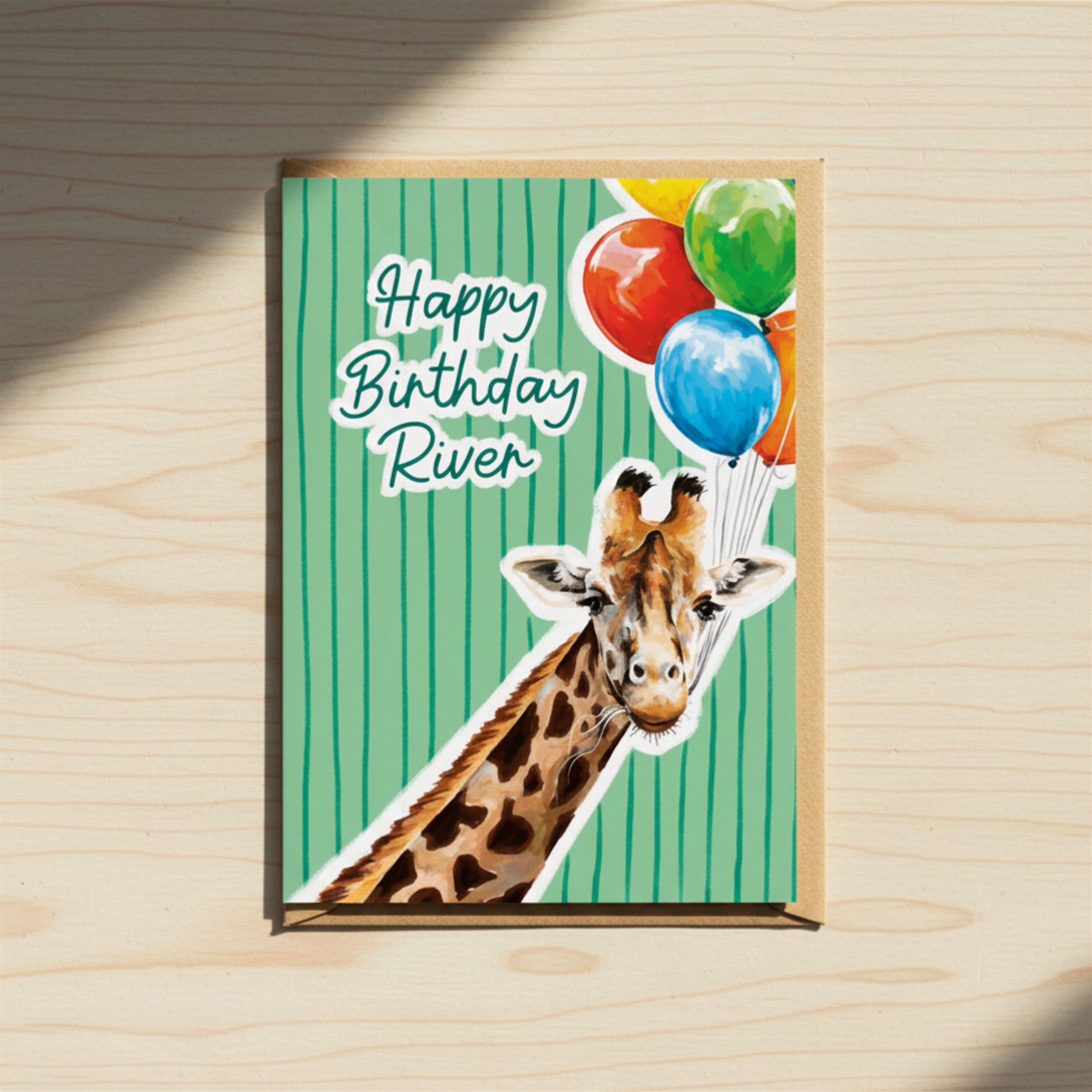 Personalised Giraffe Birthday - A6 Card