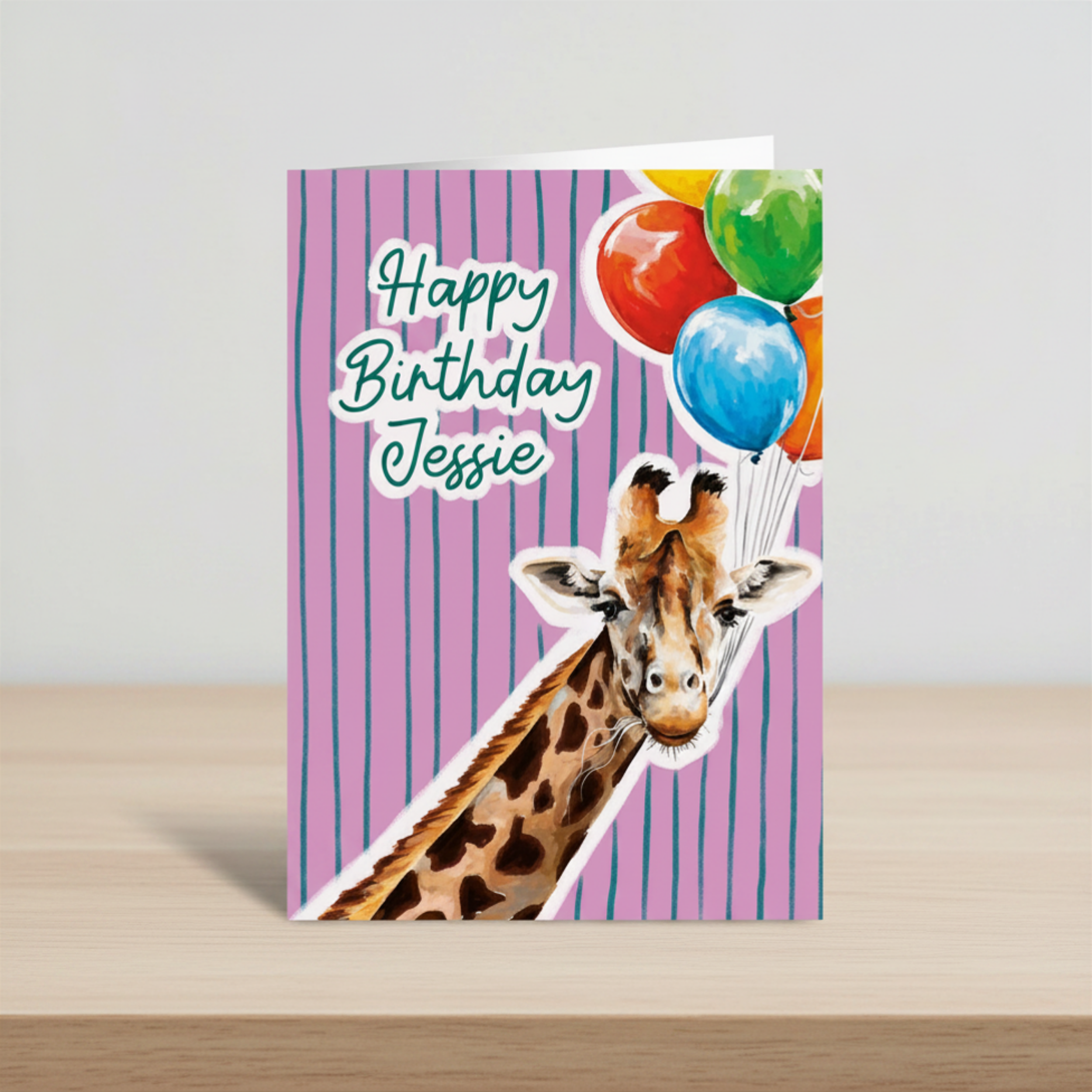 Personalised Giraffe Birthday - A6 Card