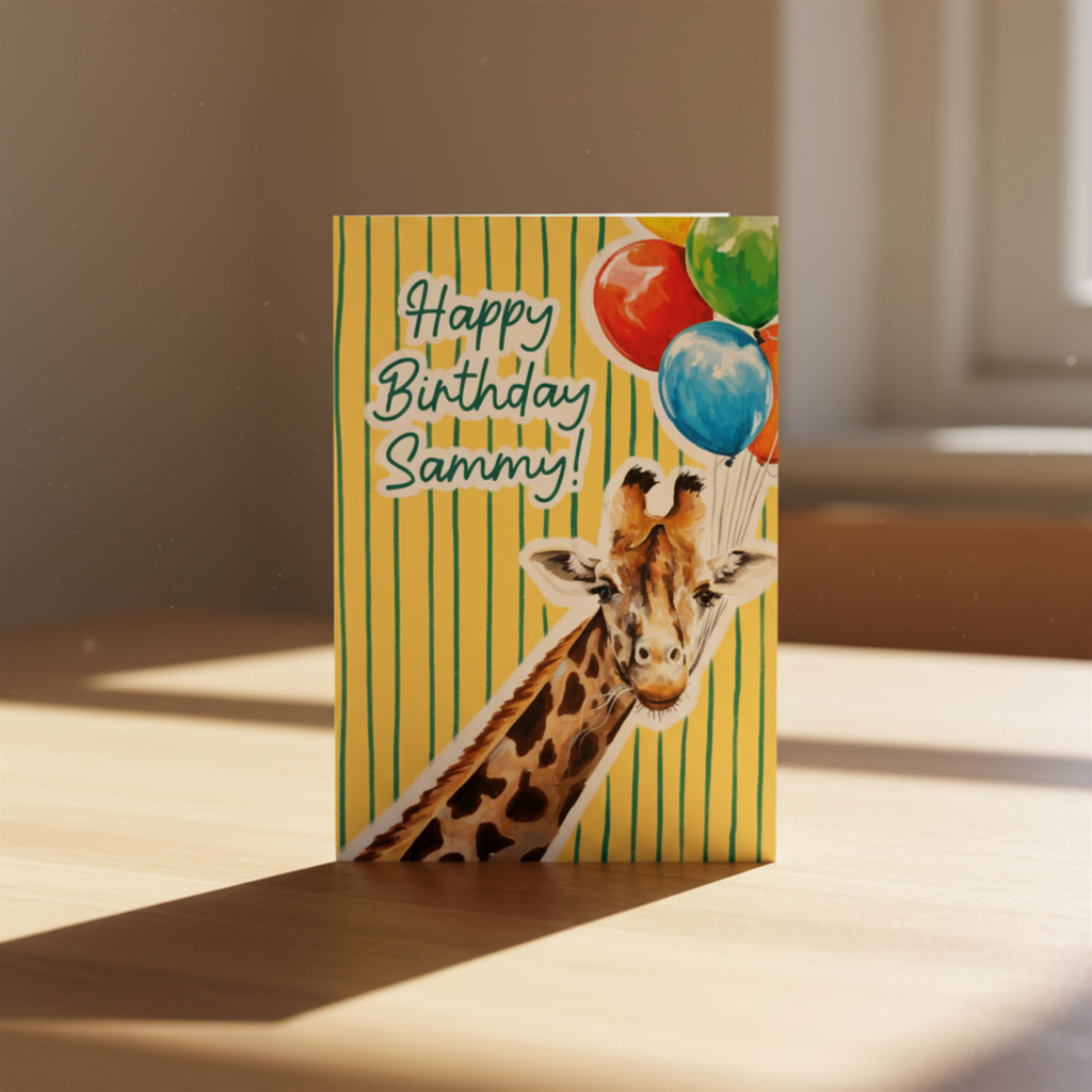 Personalised Giraffe Birthday - A6 Card