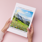 art print of a sunny meadow with flowers with ‘50th annual hunger games’ above and ‘second quarter quell arena’ below