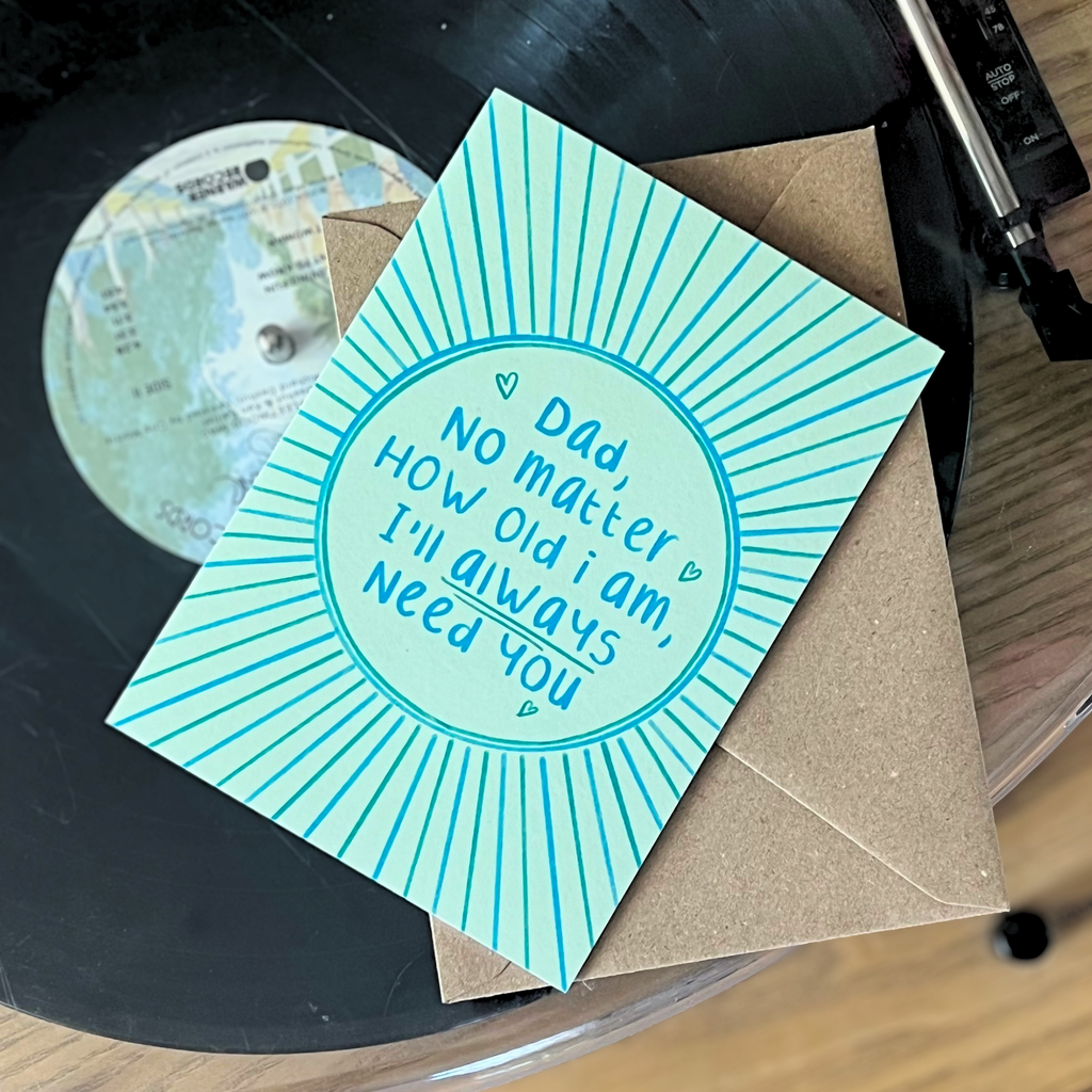Father’s Day Card with lovely message on a vinyl record