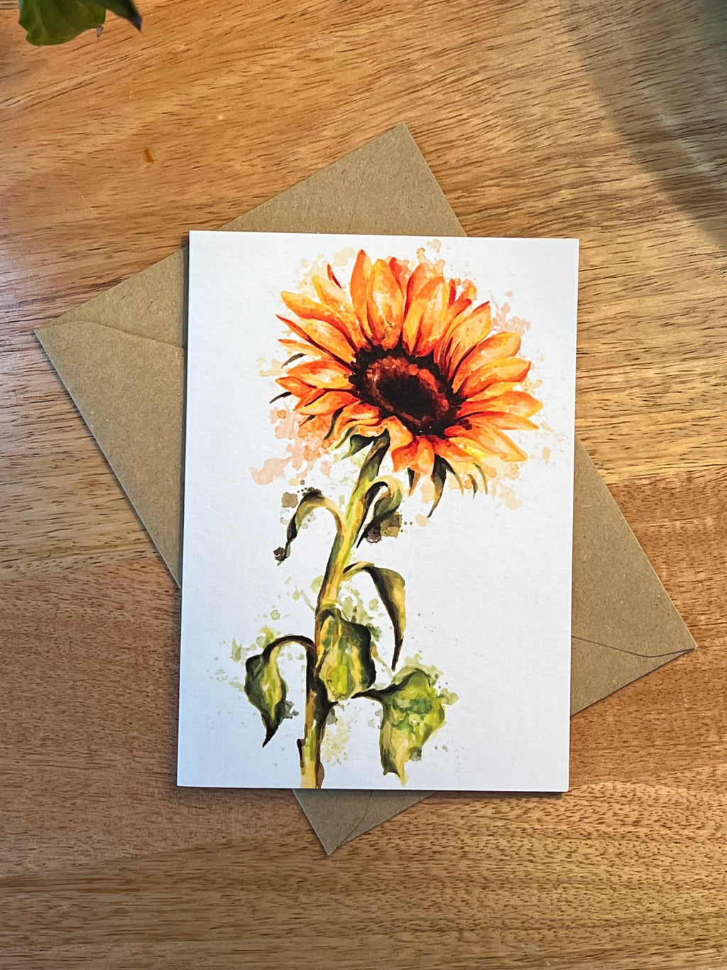 Watercolour Sunflower - A6 Card