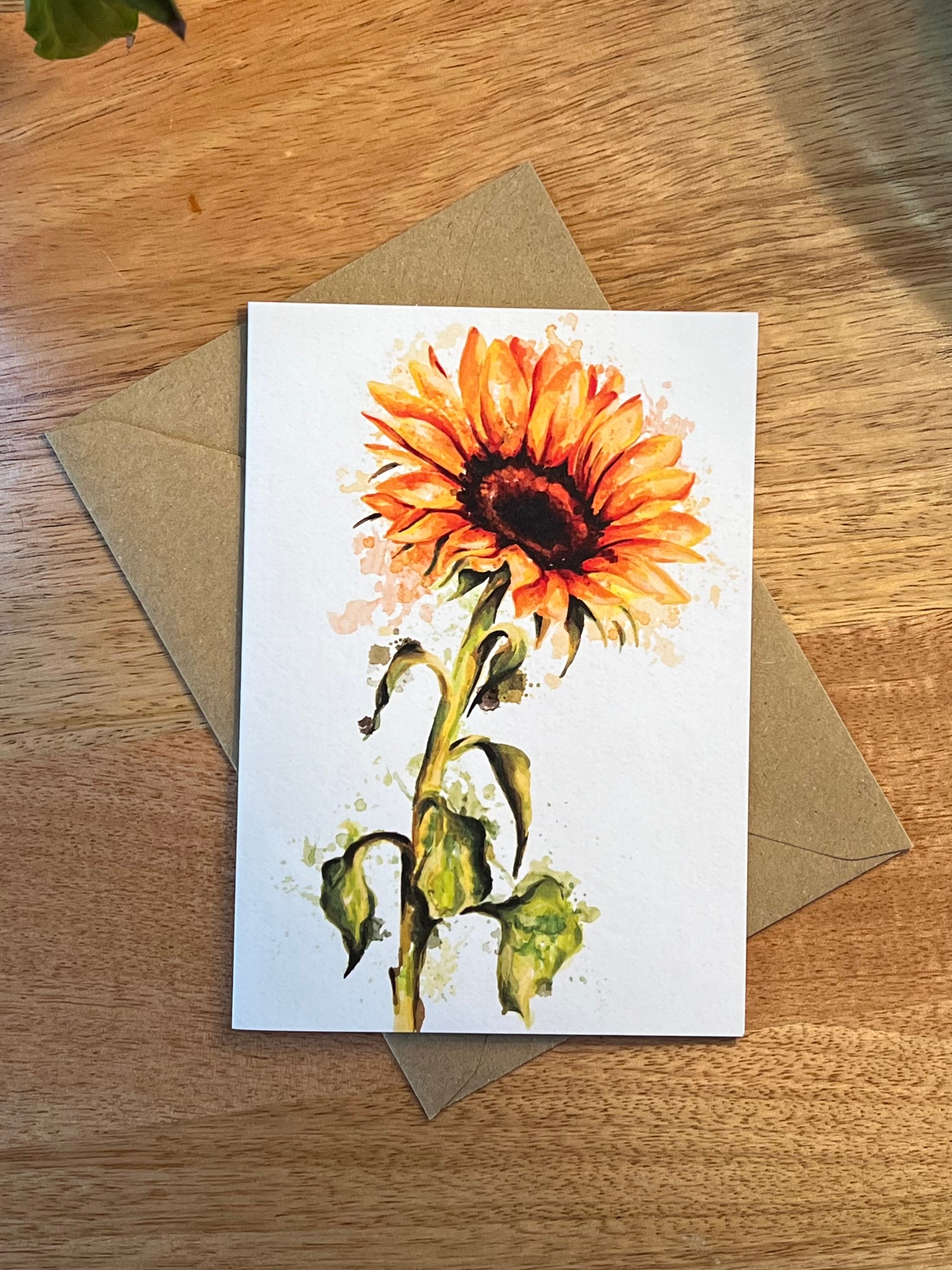 Watercolour Sunflower Card