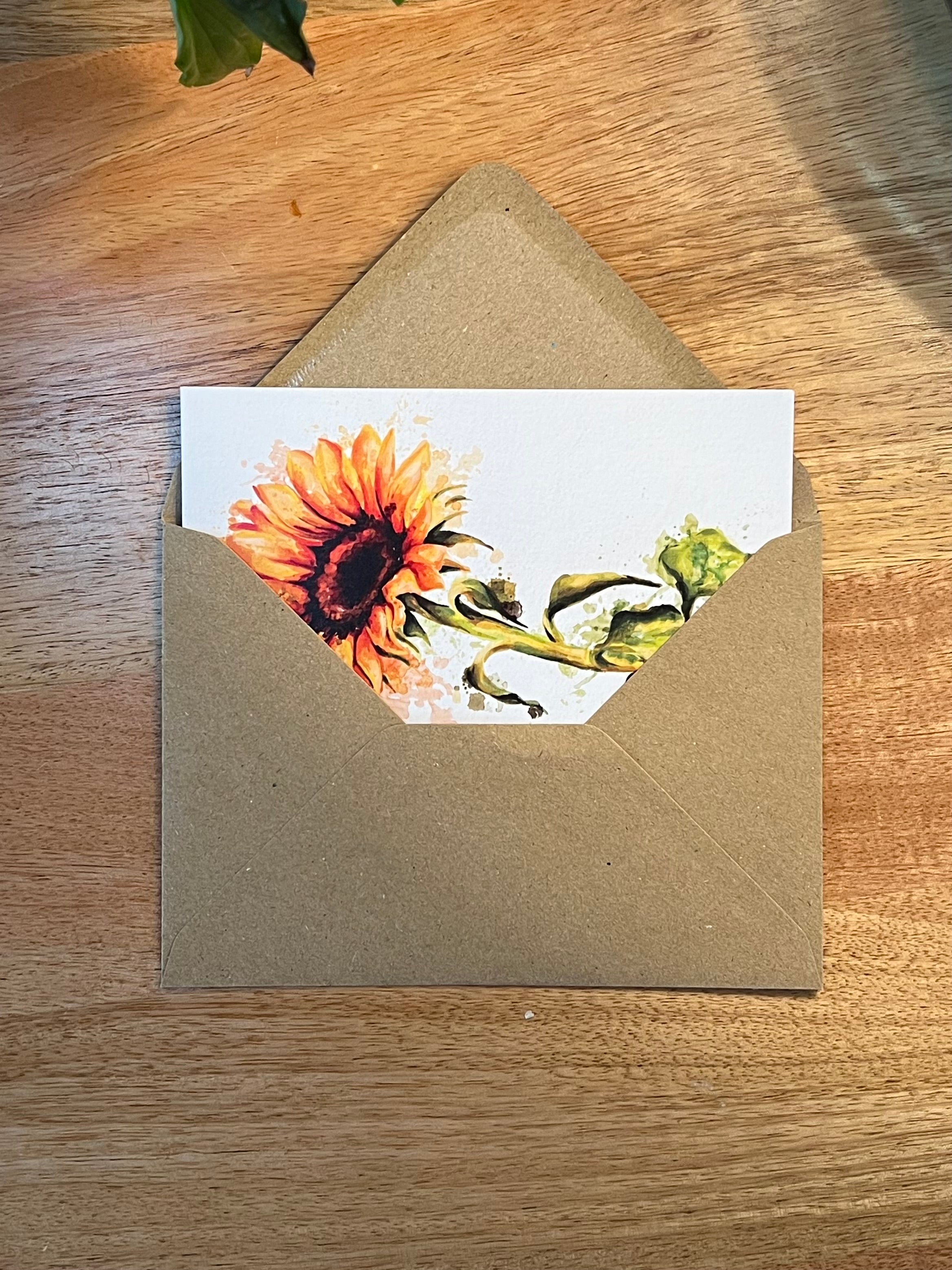 Watercolour Sunflower - A6 Card