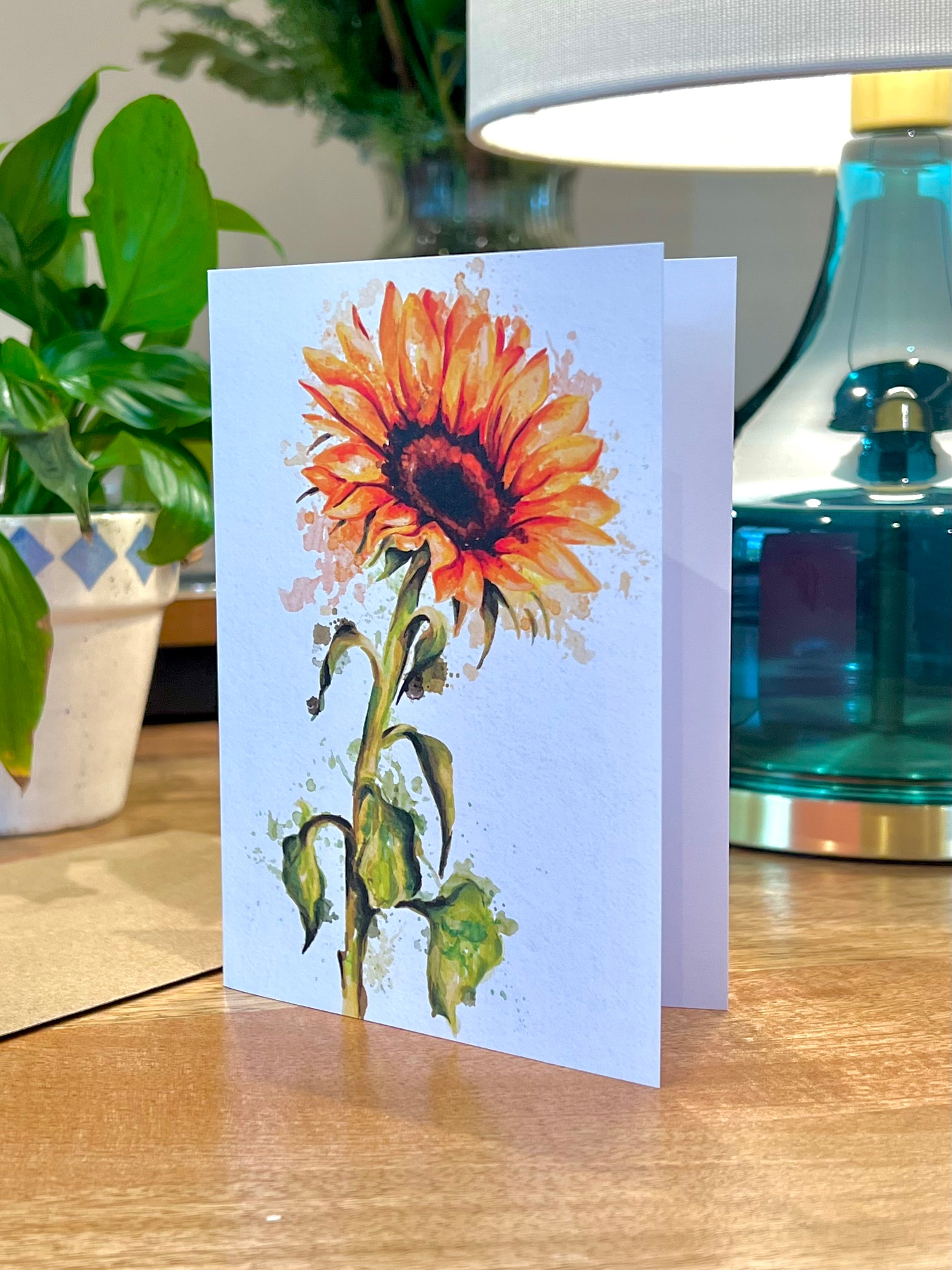 Watercolour Sunflower - A6 Card