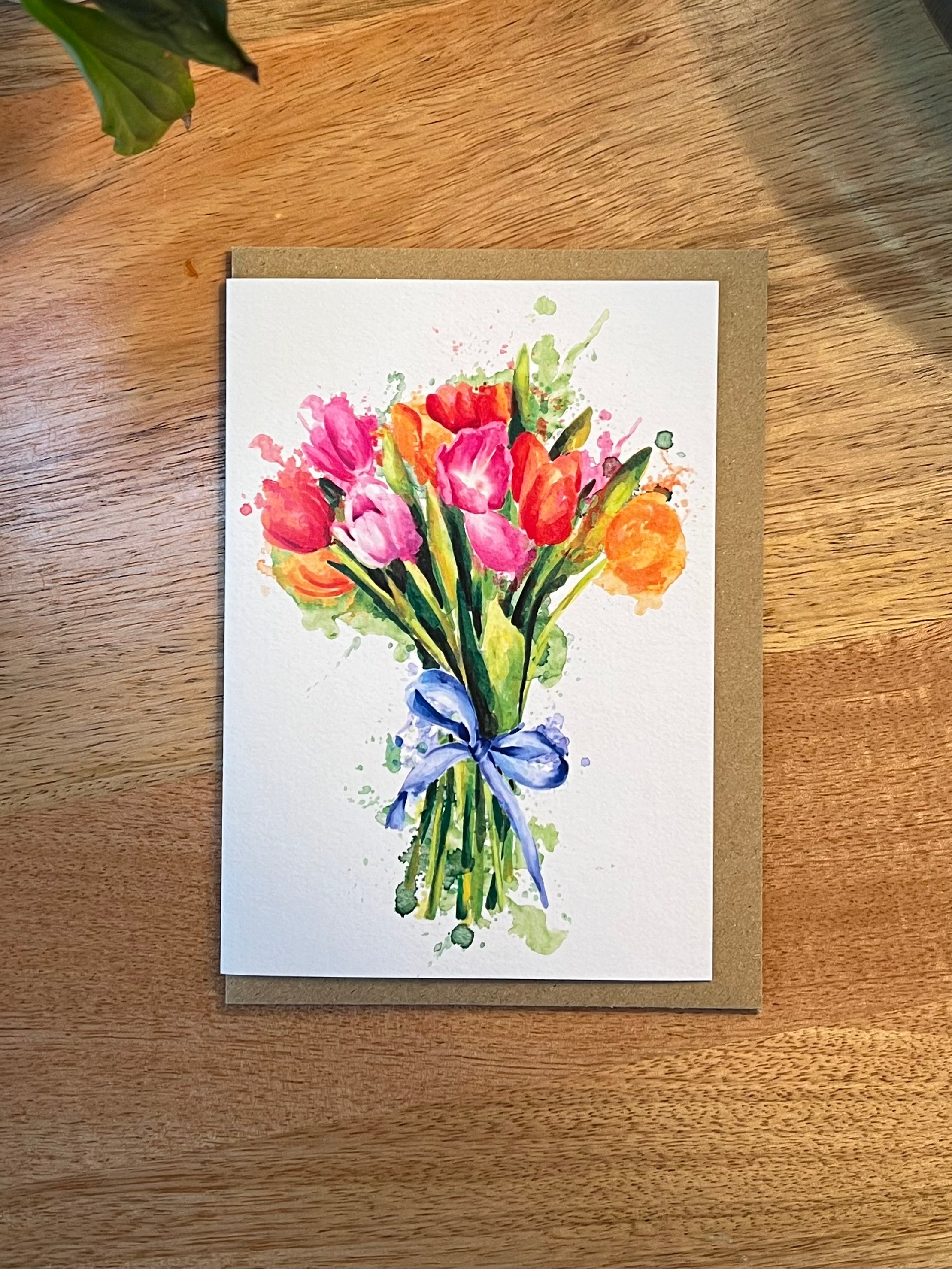 Watercolour Tulips - A6 Card