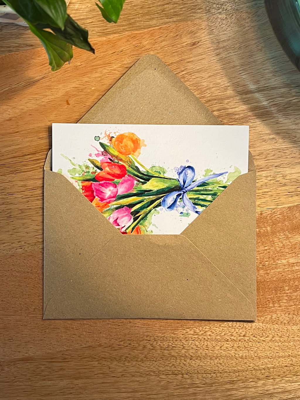 Watercolour Tulips - A6 Card