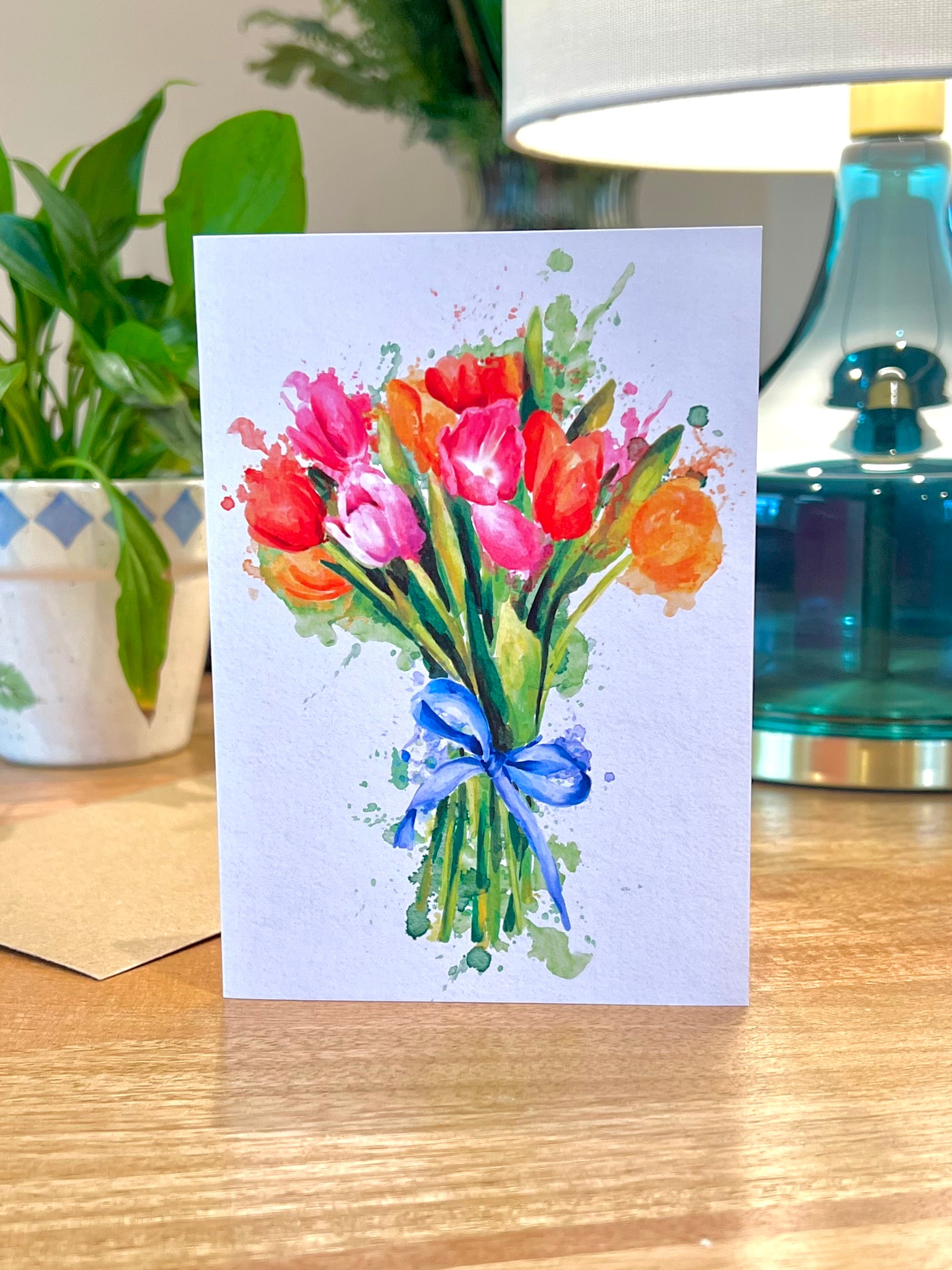 Watercolour Tulips - A6 Card