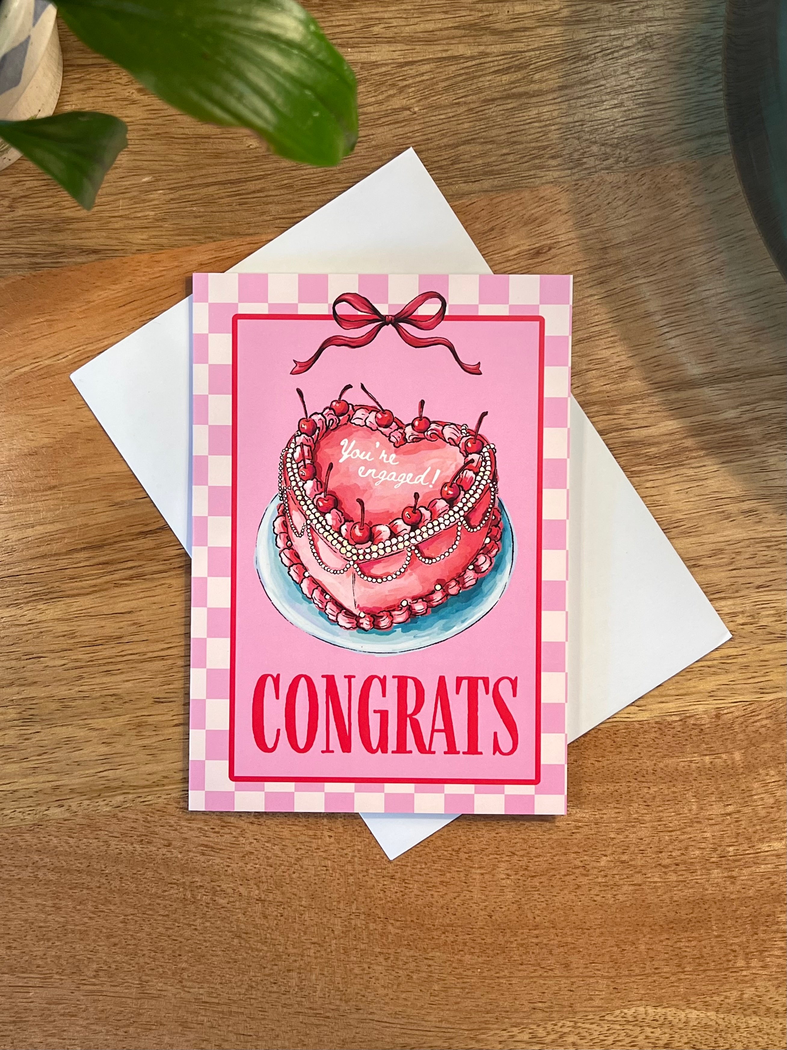 Congrats Cake Engagement Card