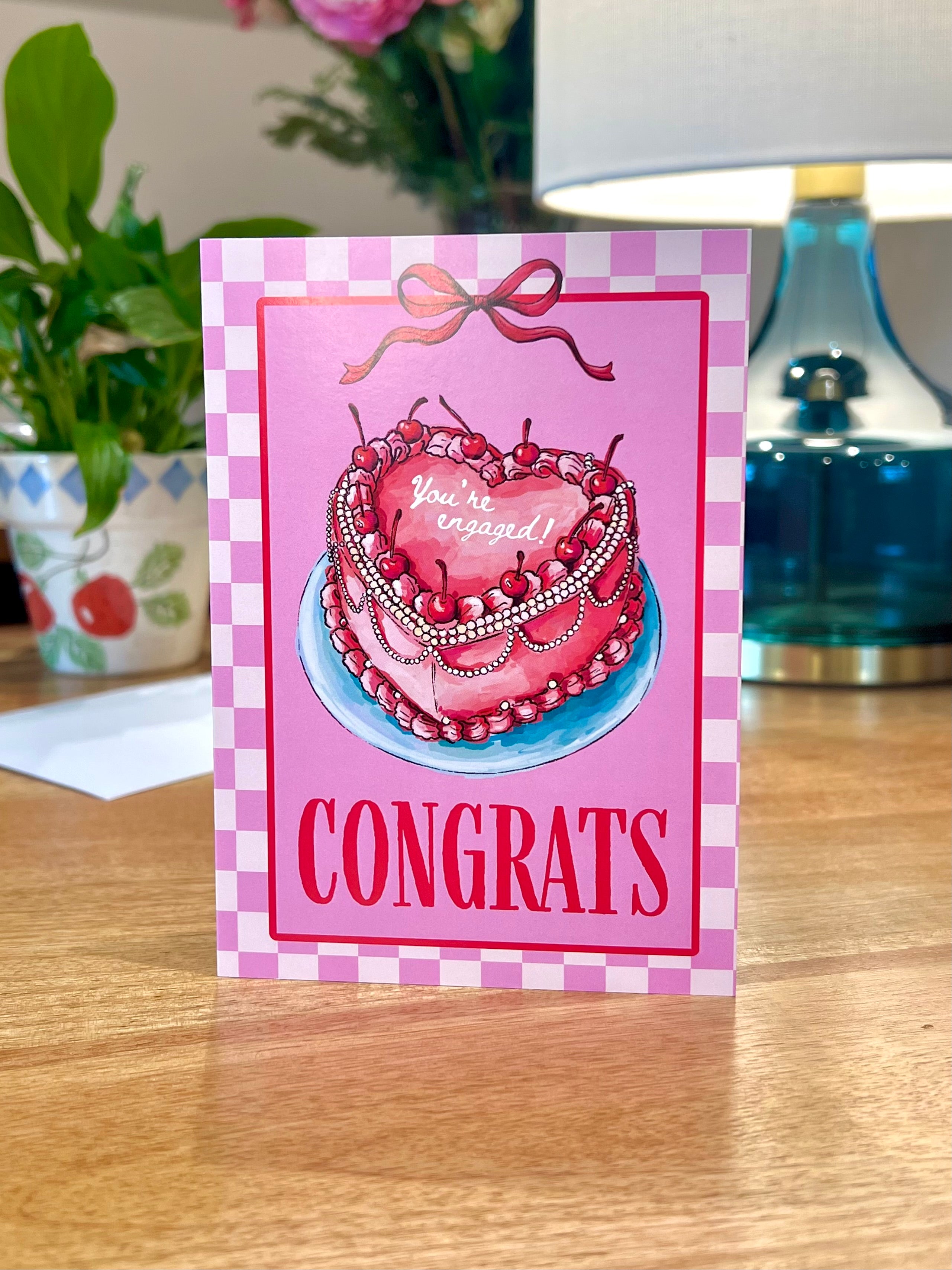 Engagement Heart Cake - A6 Card
