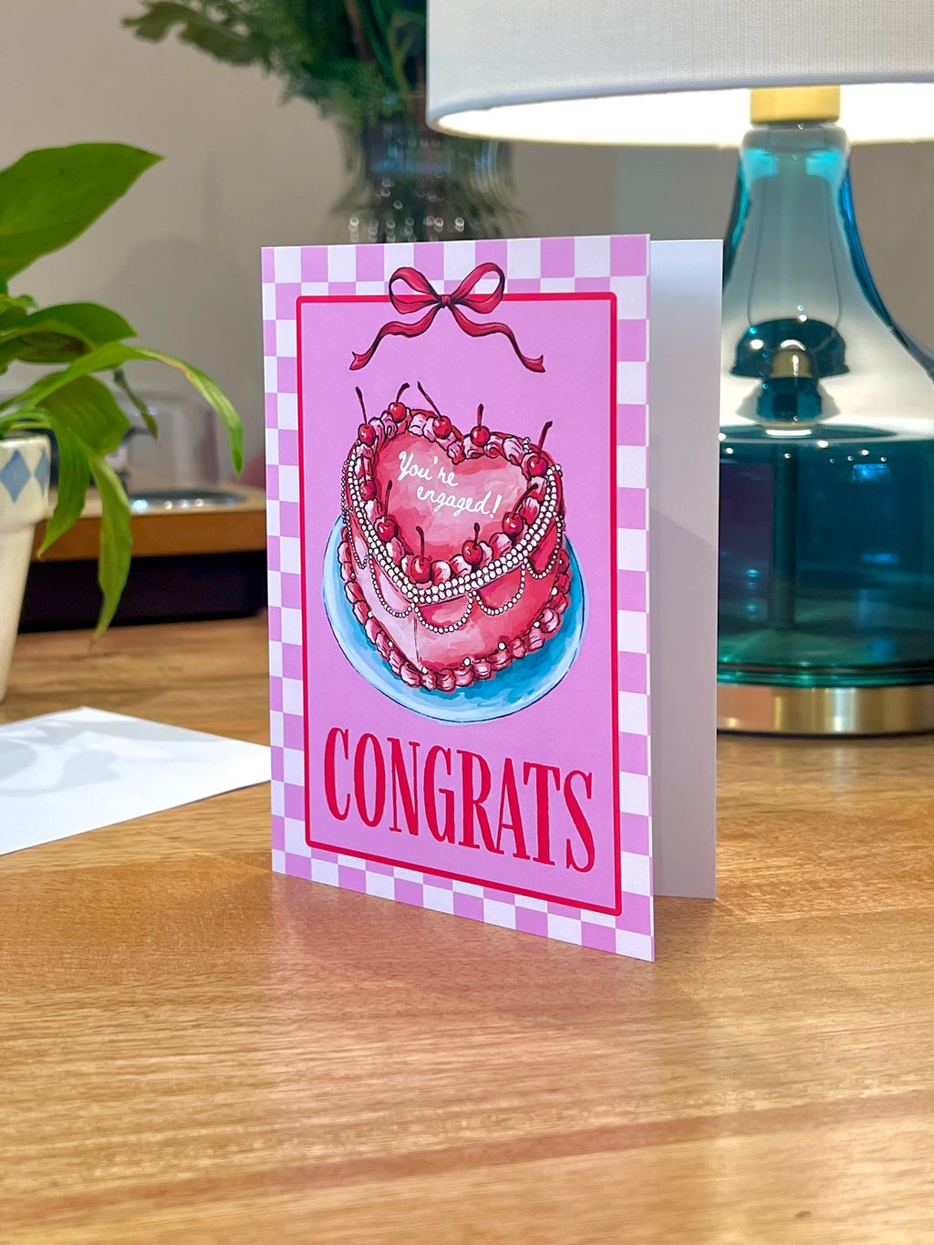 Engagement Heart Cake - A6 Card