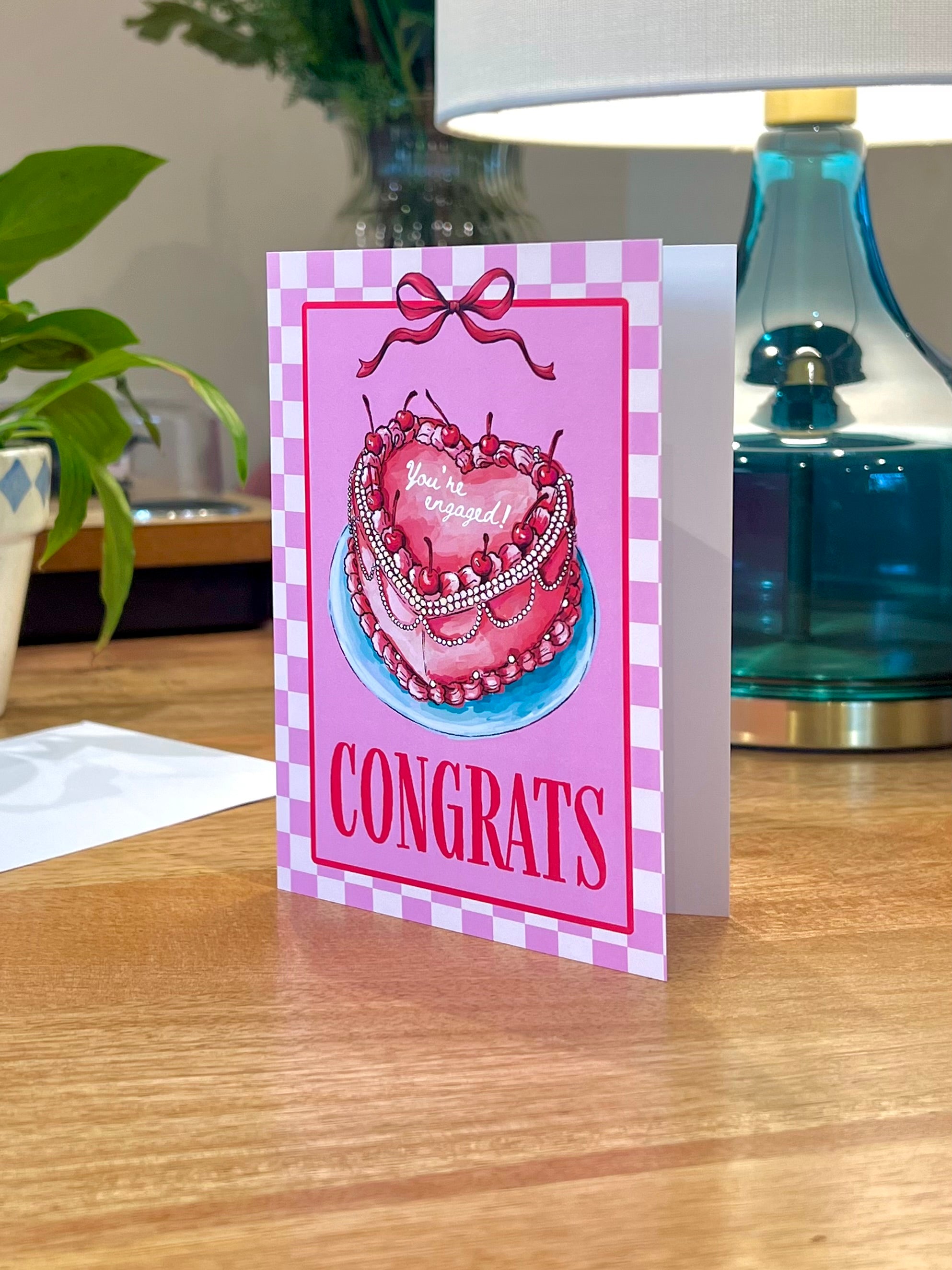Engagement Heart Cake - A6 Card