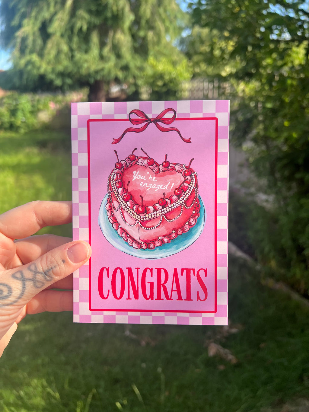 Engagement Heart Cake - A6 Card