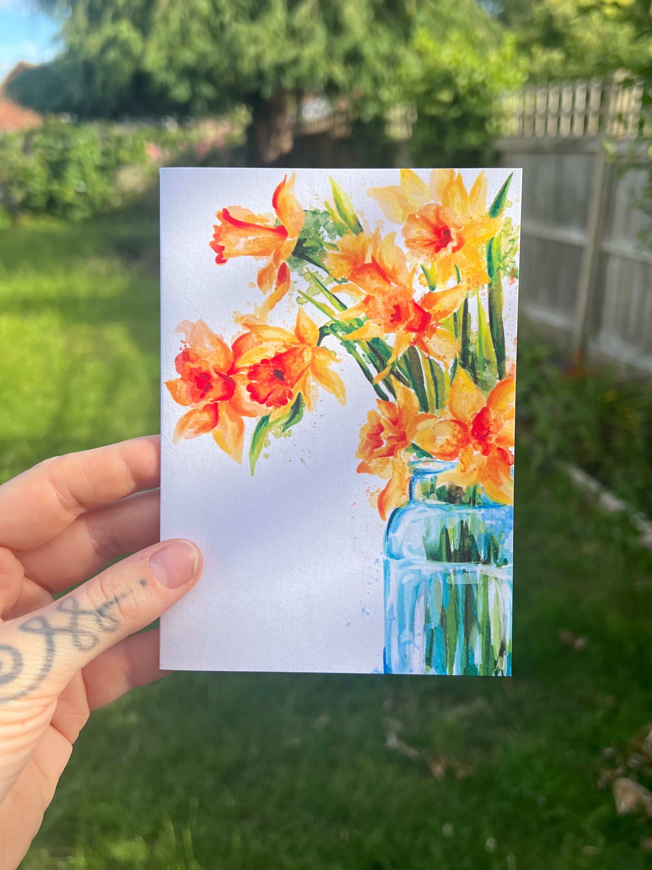 Watercolour Daffodils Card
