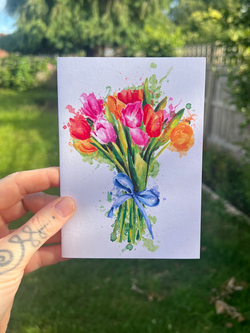 Watercolour Tulips - A6 Card