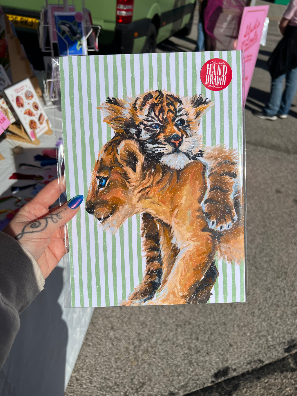 Baby Lion & Tiger Cub - Art Print