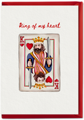 Card with King of Hearts design and 'King of my heart' text on a white background.