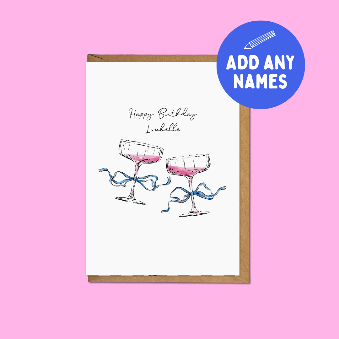 Birthday Cocktails - Personalised A6 Card
