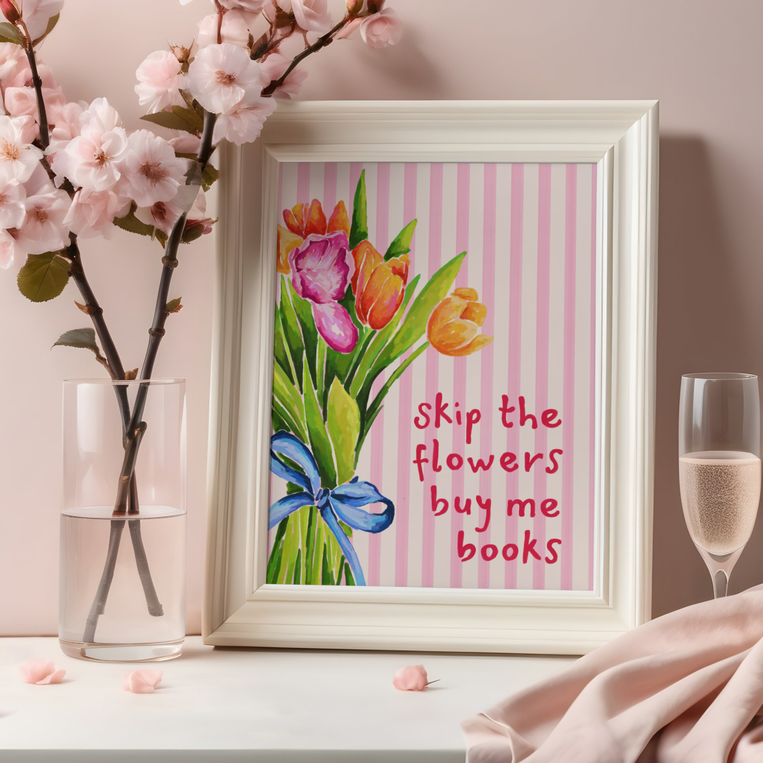 Skip The Flowers, Buy Me Books | Art Print