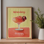Strawberry Daiquiri Cocktail - Art Print