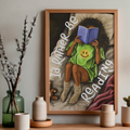 Framed art print of a cosy girl reading in bed with 'I’d rather be reading' text, displayed on a neutral background