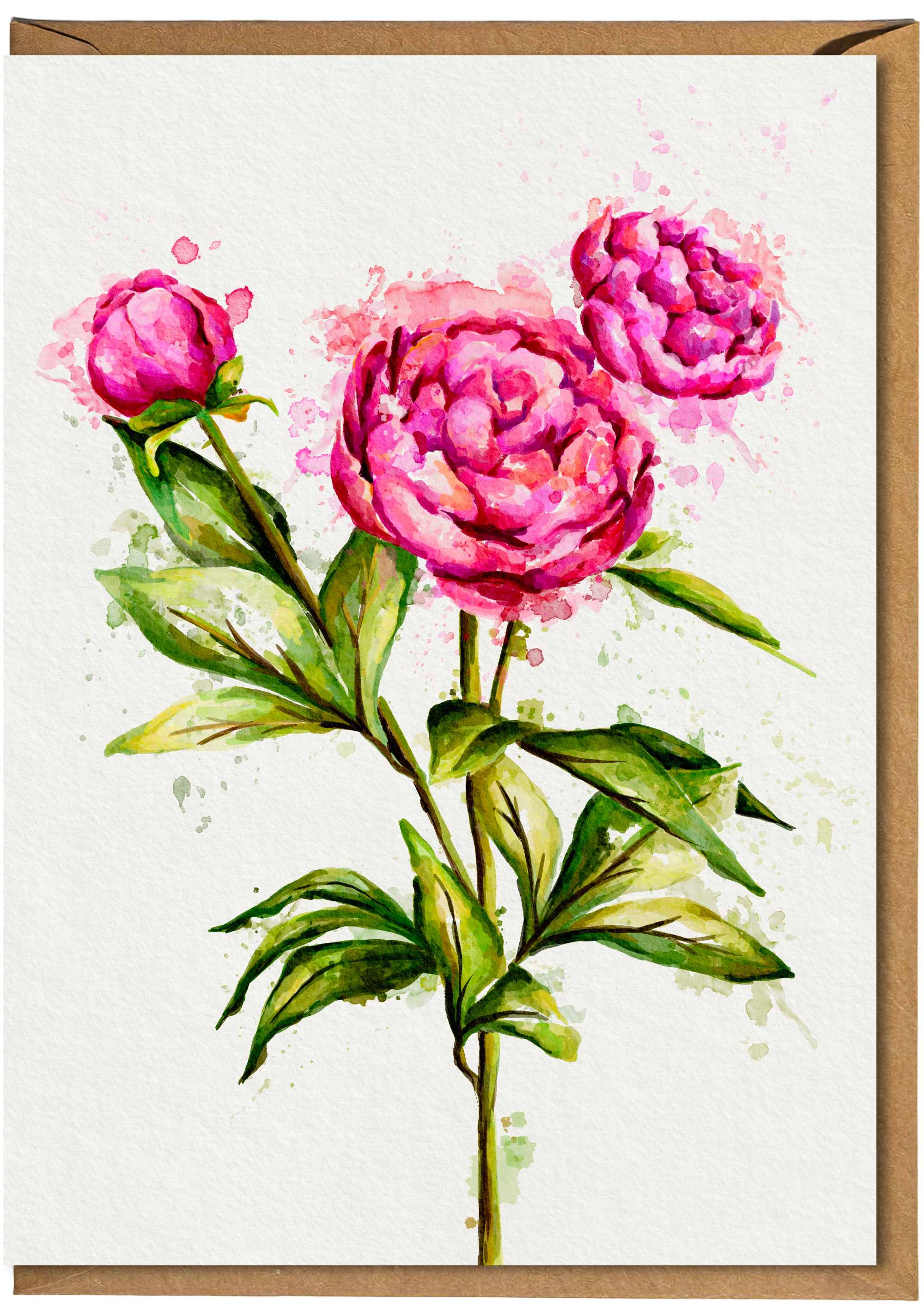 Watercolour Peonies Card