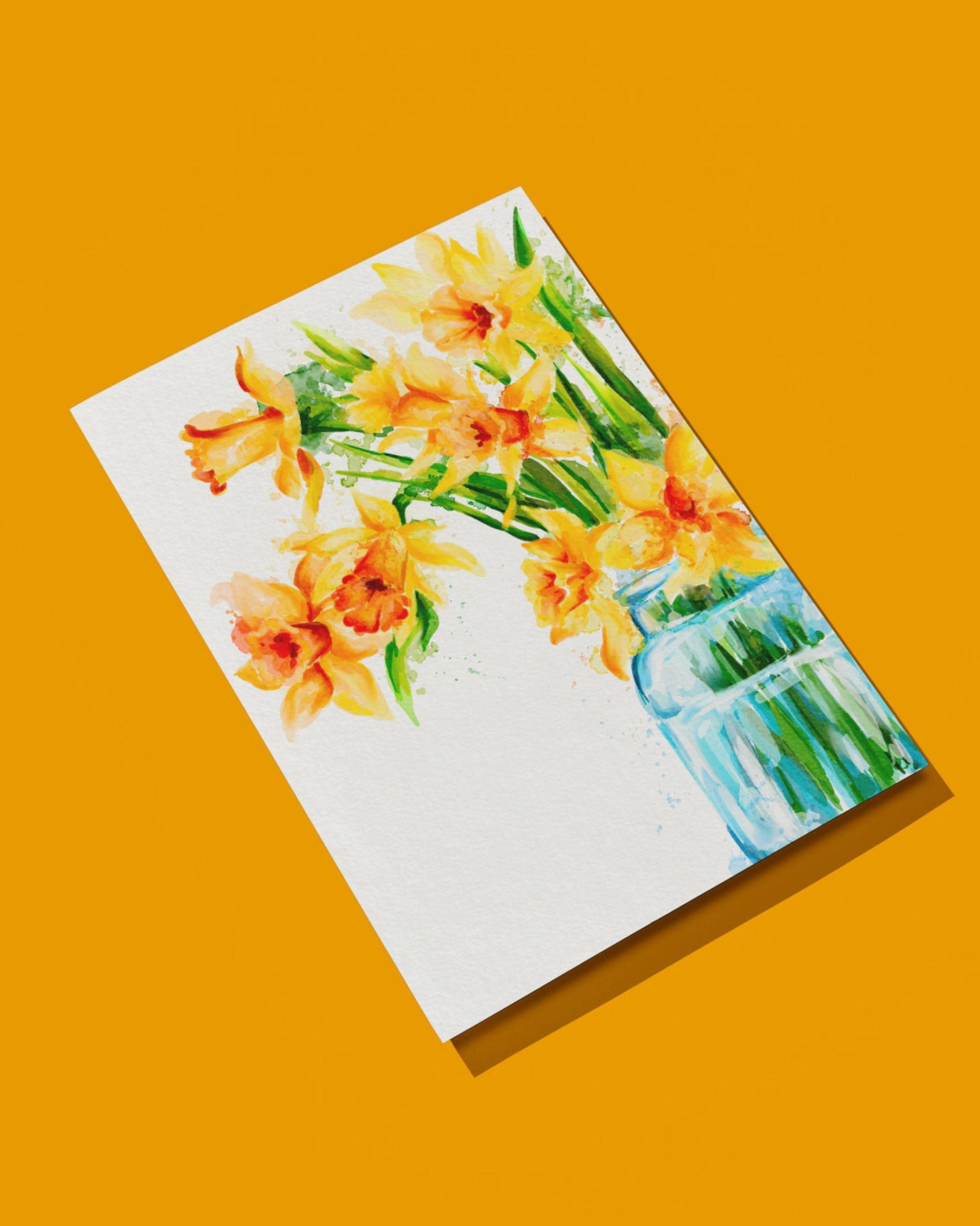Watercolour Daffodils Card