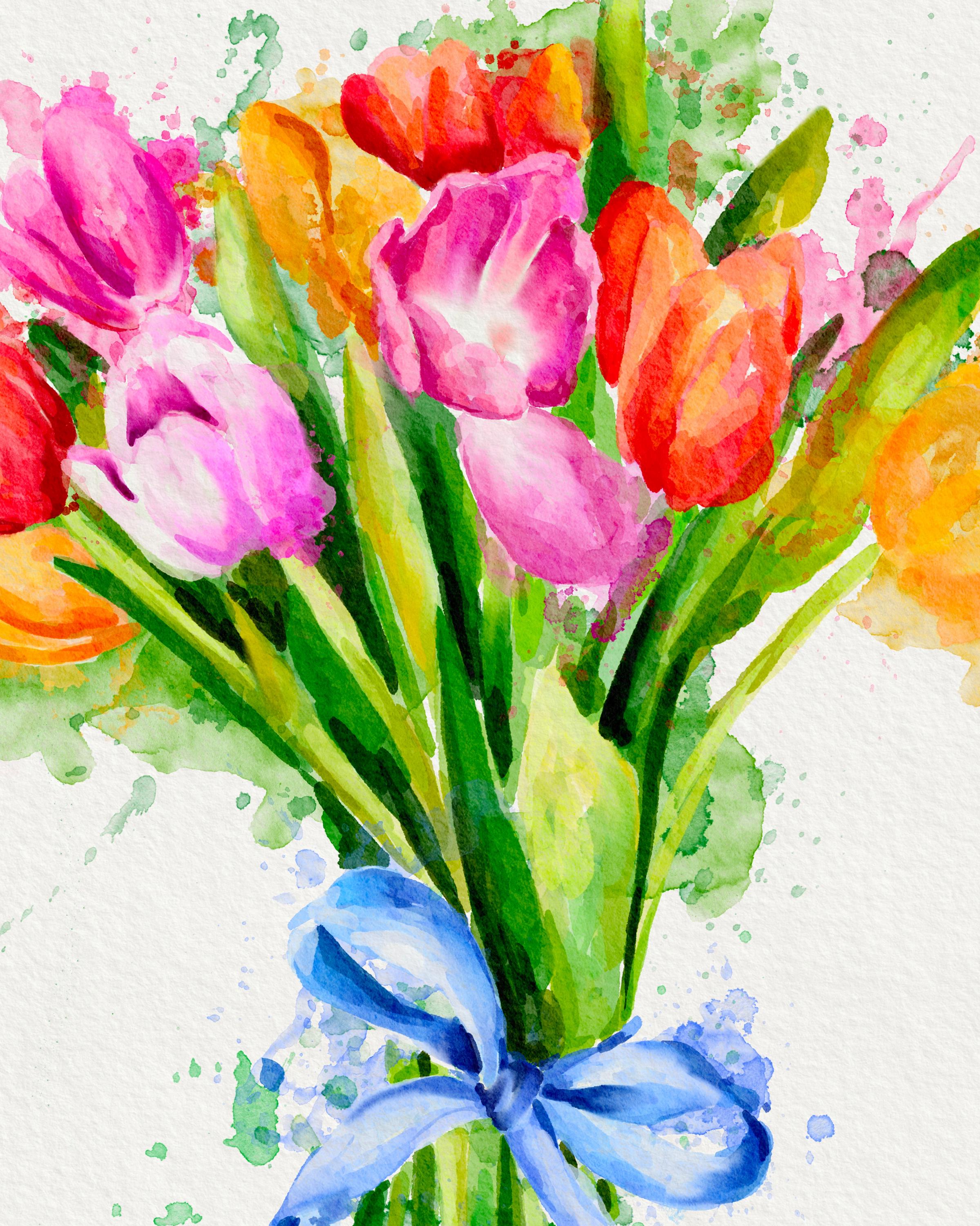 Watercolour Tulips Card