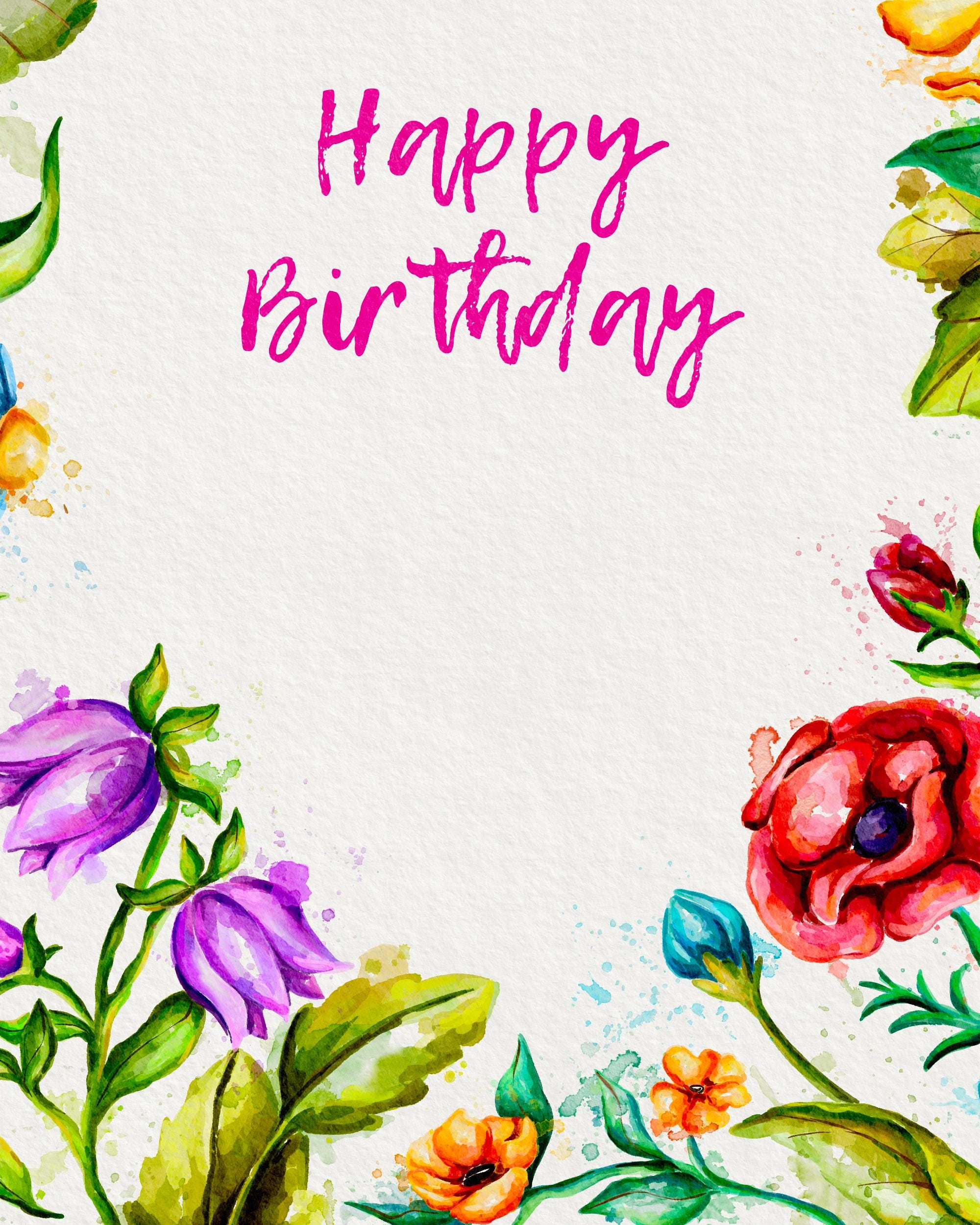 Floral Watercolour Birthday Card