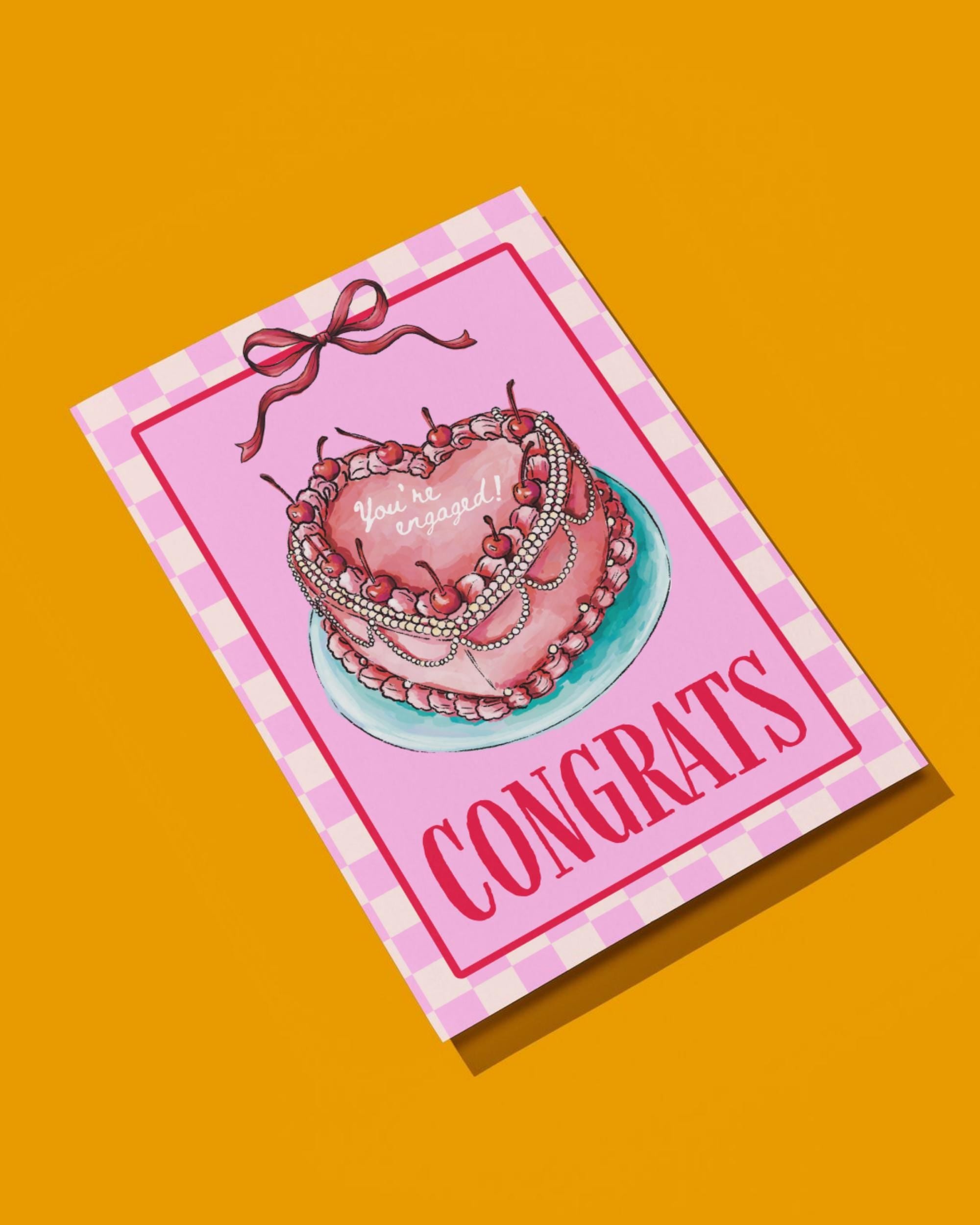 Congrats Cake Engagement Card