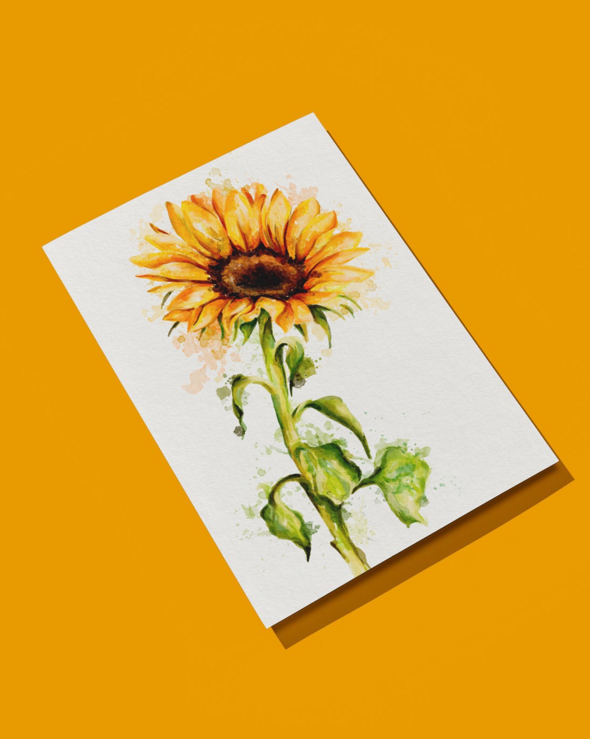 Watercolour Sunflower Card